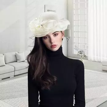 Женская шляпа, привлекательная цветочная украшенная устойчивая к выцветанию пляжная шляпа, женская летняя шляпа от солнца, шляпа с перьями, летняя шляпа от солнца для женщин бежевый