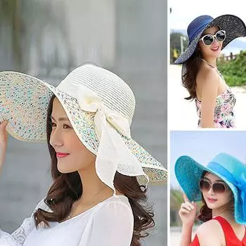 Женская шляпа с большим бантом, большая складная свернутая шляпа от солнца, пляжные шляпы с навесом 35*5*10 белый