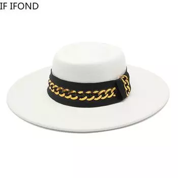 Женская шляпа с большими полями 9,5 см, фетровые шляпы-федоры, лента, украшение, свадебная официальная кепка, новые панамские джазовые шляпы 56-58CM