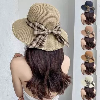 Женская шляпа с большими полями на открытом воздухе, морской солнцезащитный козырек, соломенная шляпа от солнца тёмно-синий