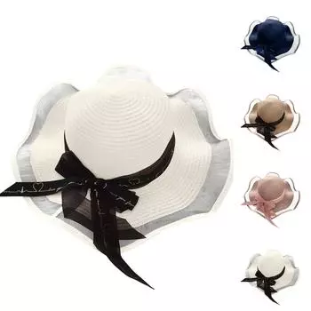 Женская шляпа с большими полями на открытом воздухе, морской солнцезащитный козырек, соломенная шляпа от солнца хаки