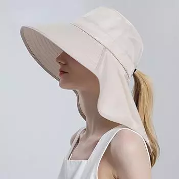 Женская шляпа с большими полями, защитные козырьки, панама, солнцезащитный крем, рыбацкие шапки, кепка для рыбалки на открытом воздухе, шляпа от солнца с хвостиком чёрный