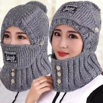 Женская шляпа с милой маркировкой, утолщенный холодостойкий шарф с алфавитом, повседневная одежда One Size серый