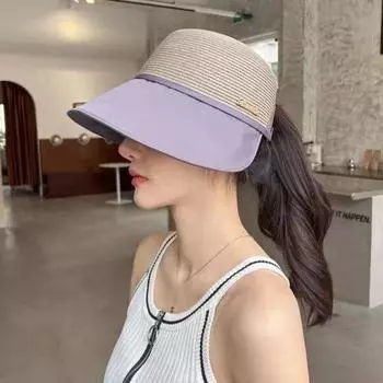 Женская шляпа в стиле рыбака, однотонная шляпа от солнца с регулируемым дизайном, летняя соломенная шляпа для рыбалки на открытом воздухе фиолетовый