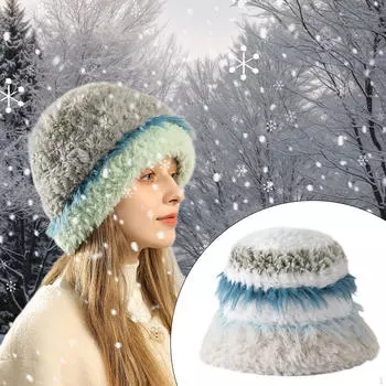 Женская шляпа-ведро для рыбалки, повседневная мода для холодной погоды, сохраняющая тепло зимой белый