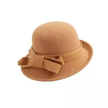 Женская шляпа-ведро из шерстяного фетра, винтажная шляпа-клош, федора, женская шляпа-котелок с бантом, зимняя, свадебная, для церкви, джазовая кепка