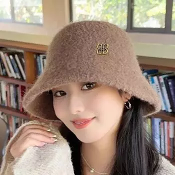 Женская шляпа-ведро осенне-зимняя шерстяная широкополая шляпа-боб, солнцезащитная кепка, сохраняющая тепло, повседневная винтажная женская шляпа, аксессуары One size чёрный