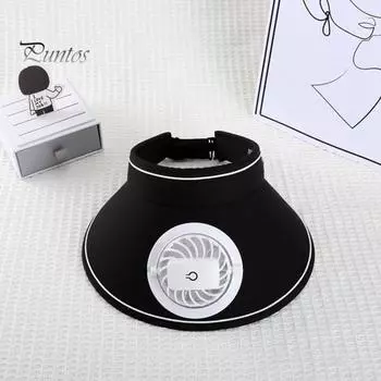 Женская шляпа-веер для отдыха на открытом воздухе с регулируемым пустым верхом, защитой от ультрафиолета, большими полями и USB-зарядкой, охлаждающим вентилятором, пляжной шляпой для путешествий от солнца чёрный