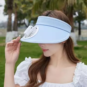 Женская шляпа-веер для отдыха на открытом воздухе с регулируемым пустым верхом, защитой от ультрафиолета, большими полями и USB-зарядкой, охлаждающим вентилятором, пляжной шляпой для путешествий от солнца фиолетовый