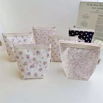 Женская симпатичная маленькая косметичка с цветочным бантом, легкая дорожная вышитая косметичка-органайзер One Size