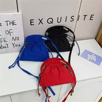 Женская симпатичная мини-сумка через плечо с завязками, простая легкая сумка для мобильного телефона, сумка через плечо для покупок One Size синий