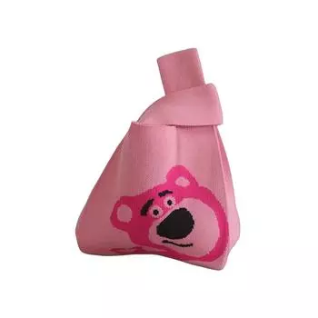 Женская симпатичная повседневная вязаная сумка-тоут с принтом One Size розовый