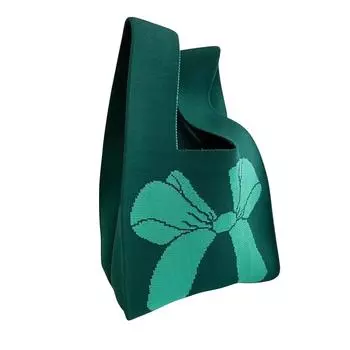 Женская симпатичная повседневная вязаная сумка-тоут с принтом One Size зелёный