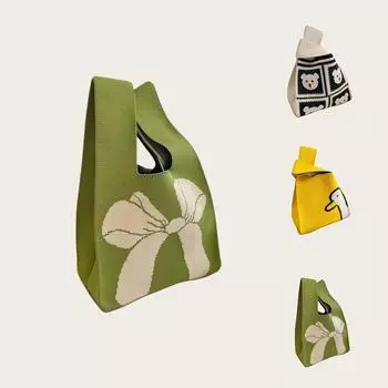 Женская симпатичная повседневная вязаная сумка-тоут с принтом One Size жёлтый