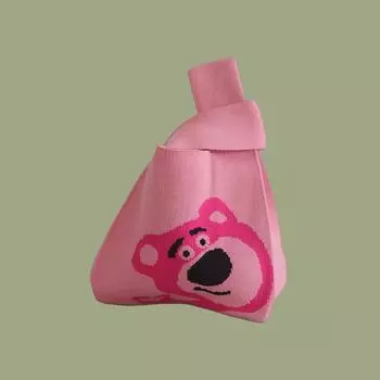 Женская симпатичная повседневная вязаная сумка-тоут с принтом One Size розовый