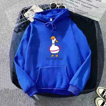 Женская симпатичная толстовка с капюшоном Duck на осень, повседневная свободная толстовка с длинными рукавами S белый