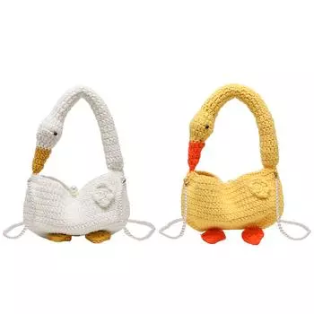 Женская симпатичная вязаная сумка с жемчужной цепочкой, вязаная крючком сумка-тоут, универсальная вязаная сумка через плечо, повседневная сумка ручной работы для девочек, женская белый