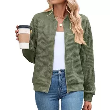 Женская синяя текстурированная куртка на молнии с несколькими вариантами цвета L