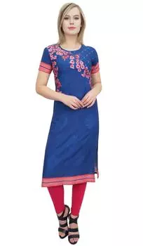 Женская синяя туника Kurti с цифровым принтом Bimba Designer Kurta 10 синий