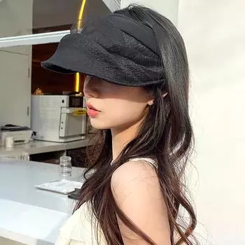 Женская солнцезащитная кепка с открытыми плечами Пустая шляпа-цилиндр Солнцезащитные шляпы с большими полями из органзы Однотонная защита от солнца