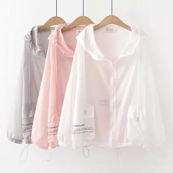 Женская солнцезащитная одежда, женские куртки, летние женские тонкие спортивные ветровки с длинными рукавами и капюшоном для занятий спортом на открытом воздухе XS белый