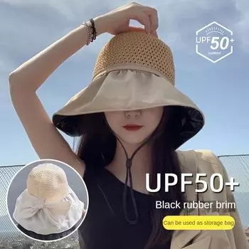 Женская солнцезащитная шляпа от солнца с большими полями, летняя повседневная складная крышка для лица хаки