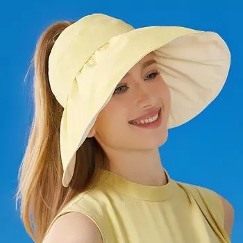 Женская солнцезащитная шляпа с большими полями, рыбацкая шляпа для верховой езды, солнцезащитная шляпа с защитой от ультрафиолета, панамская кепка с хвостиком бежевый