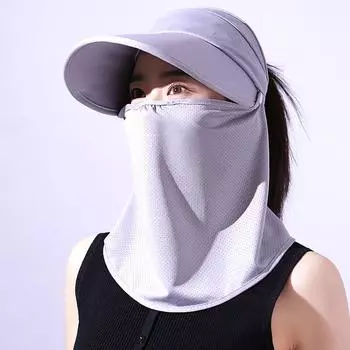 Женская солнцезащитная шляпа с УФ-защитой, пустой верхний солнцезащитный козырек, защита для лица, защита для шеи с маской, дышащая уличная фиолетовый