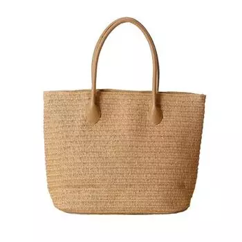 Женская соломенная большая вязаная сумка-тоут, летние пляжные сумки на плечо из ткани 45*13*32cm бежевый