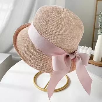 Женская соломенная шляпа от солнца, шляпа-лента, пляжная шляпа-антишляпа, модная весенне-летняя новая вязаная шапка из хлопчатобумажной нити M56-58cm чёрный