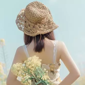 Женская соломенная шляпа с кружевным бантом, летняя шляпа с защитой от солнца, модная складная шляпа one size