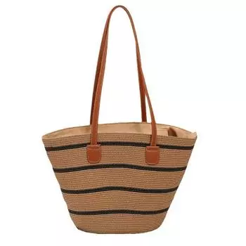 Женская соломенная сумка через плечо большой емкости L