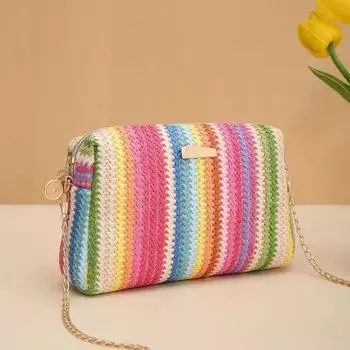 Женская соломенная сумка из ротанга, пляжная летняя цепочка, небольшой кошелек и сумка, женские сумки через плечо, дорожная дизайнерская сумка с клапаном синий