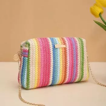 Женская соломенная сумка из ротанга, пляжная летняя цепочка, небольшой кошелек и сумка, женские сумки через плечо, дорожная дизайнерская сумка с клапаном армия зеленый