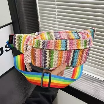 Женская соломенная сумка летняя пляжная сумка красочная большая вместительная сумка поясная сумка модная