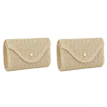 Женская соломенная сумка, шикарная сумка-хобо, летняя пляжная сумка с цепочкой и ремешком (бежевый)