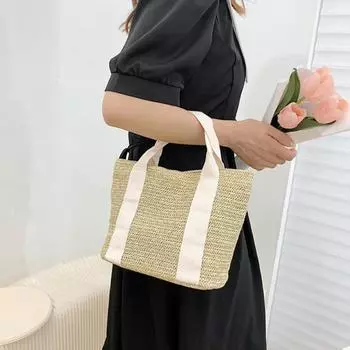 Женская соломенная сумка-тоут ручной работы, многоразовая летняя сетчатая пляжная сумка для ежедневных прогулок, отпуска, подарка на День матери белый