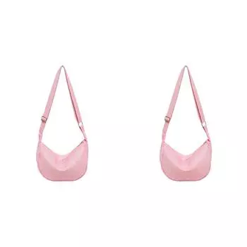 - Женская соломенная сумка в форме полумесяца Сумка-хобо на слинге для путешествий на открытом воздухе (розовый)