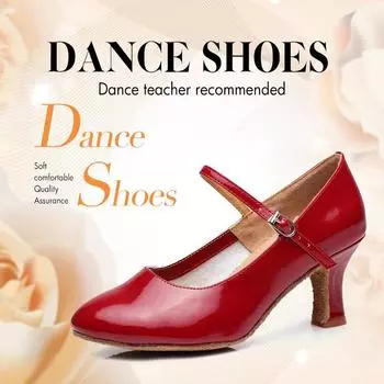 Женская современная обувь на мягком каблуке, домашняя обувь для квадратного танца, вальса Suede-5cm-34 чёрный