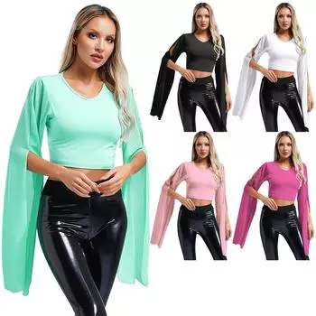 Женская современная танцевальная одежда Body Rhyme для взрослых, классические танцевальные топы, повседневные рубашки M белый