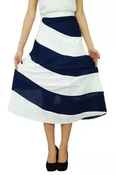 Женская спиральная летняя юбка-миди Bimba A Line Boho Chic Skrit с боковой молнией 10 белый