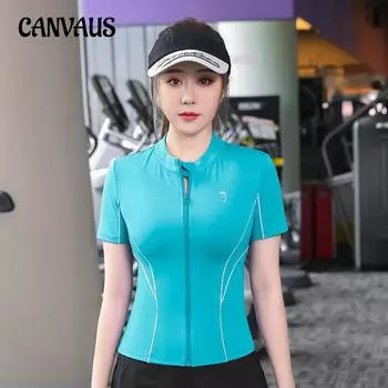 Женская спортивная футболка больших размеров с короткими рукавами, летняя быстросохнущая одежда для йоги на молнии, топы, эластичные колготки для бега M синий