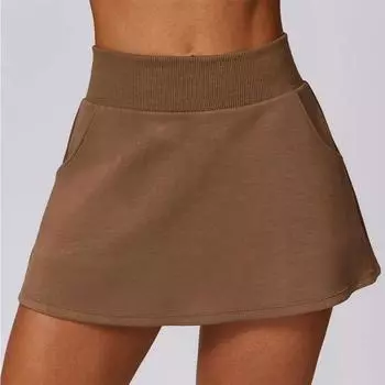 Женская спортивная короткая юбка, карманные шорты для йоги, высокая талия, фитнес, бег, теннис, бадминтон, шорты для спортзала, шорты для тренировок, пуш-ап S