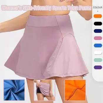Женская спортивная короткая юбка, свободная искусственная двухсекционная нескользящая и быстросохнущая теннисная юбка-кюлот для бега и фитнеса M синий