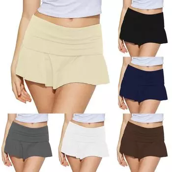 Женская спортивная короткая юбка, юбка для йоги, брюки, дышащая полуюбка, плиссированная юбка, плиссированная юбка L чёрный