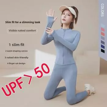 Женская спортивная куртка Nude Outdoor Sun Protection: Быстросохнущий, дышащий, воротник-стойка, облегающий для бега, йоги, фитнеса. M