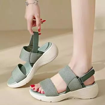 Женская спортивная летняя удобная женская обувь на платформе, модные пляжные зеленые сандалии, черные Sandalias De Mujer 40 зелёный