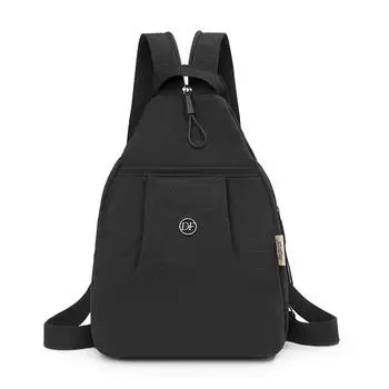 Женская спортивная нагрудная сумка однотонная водоотталкивающая рюкзак для путешествий легкая сумка через плечо чёрный