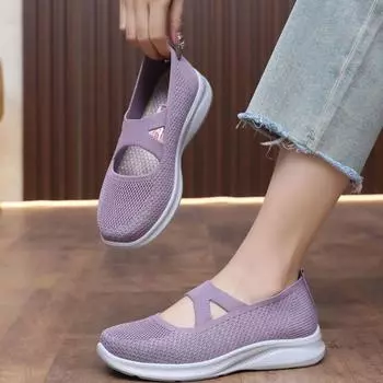 Женская спортивная обувь большого размера с дышащими нескользящими вставками и полиуретановой подошвой 41