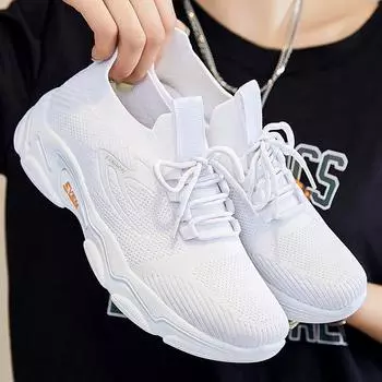 Женская спортивная обувь класса люкс, сетчатая дышащая обувь, женская весенняя спортивная обувь на толстой подошве, для бега, повседневная женская обувь для фитнеса, вулканизированная обувь 36 белый
